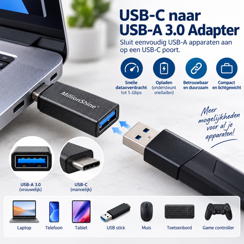 USB-C naar USB-A 3.0 Adapter - Snel & Betrouwbaar