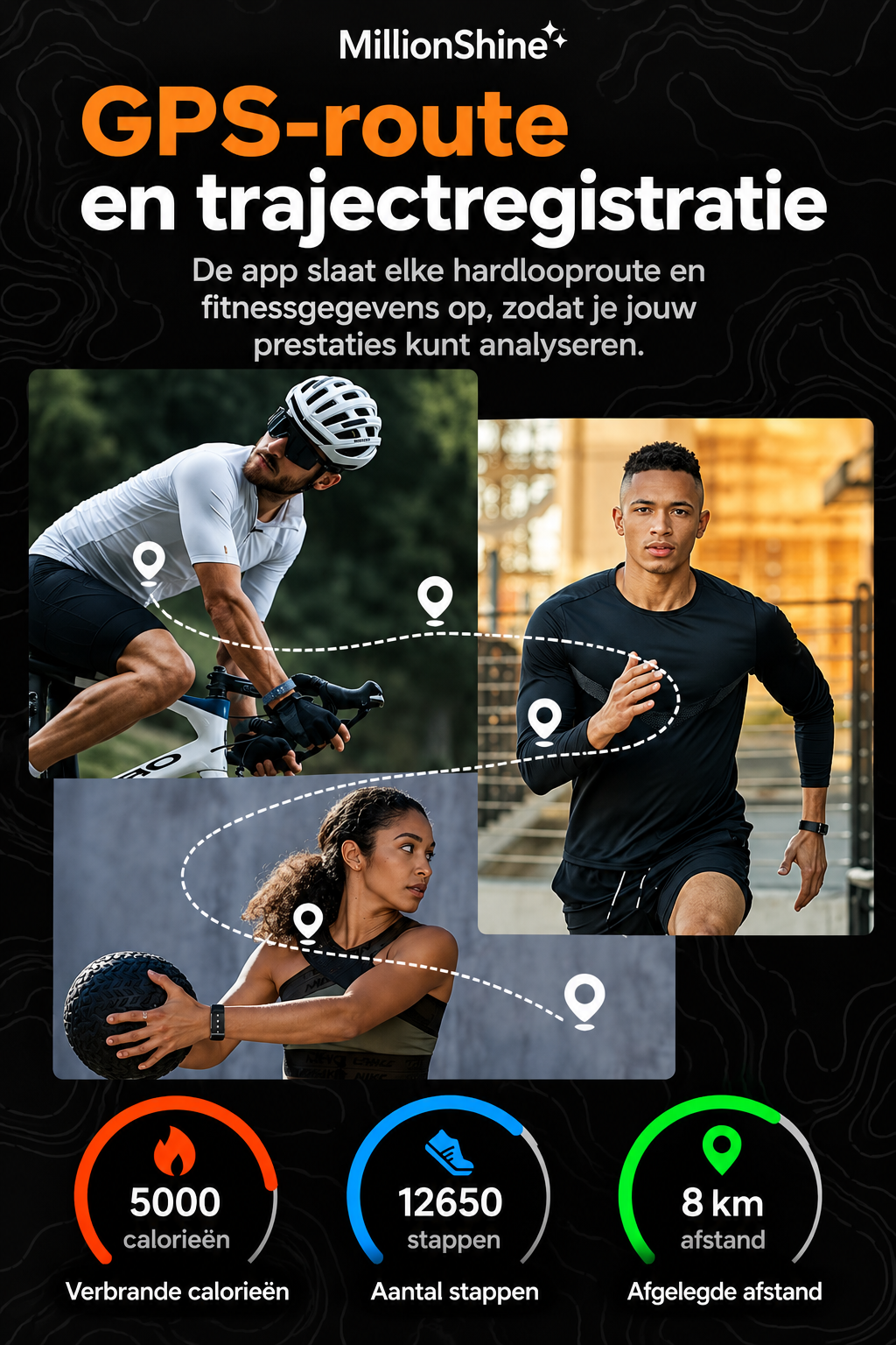 Schermloze Slimme Armband met Nylon en Siliconen - Activity Tracker - Sport Tracker - Stappenteller - Slaapmonitor - 127 Sportmodi