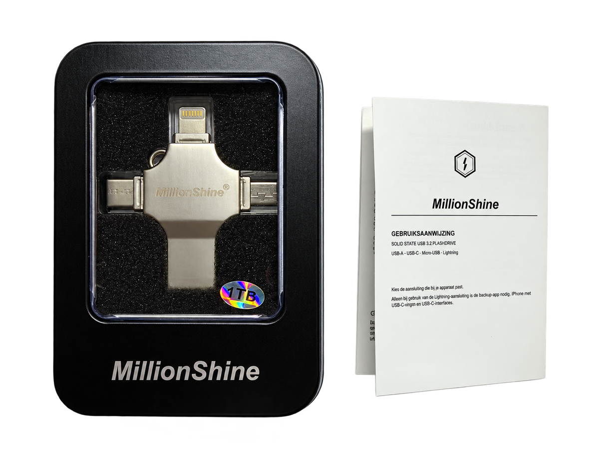 4 in 1 Usb Flash Drive - USB-C / USB. 3.2 / Micro Usb / Lightning