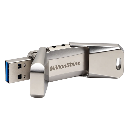 USB-C + USB-A Stick 3.2 Snelle Overdracht - Luxe Design Zilver