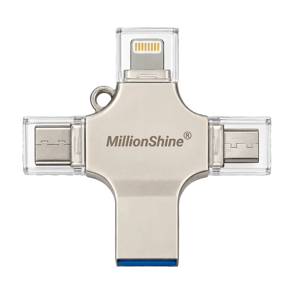 4 in 1 Usb Flash Drive - USB-C / USB. 3.2 / Micro Usb / Lightning