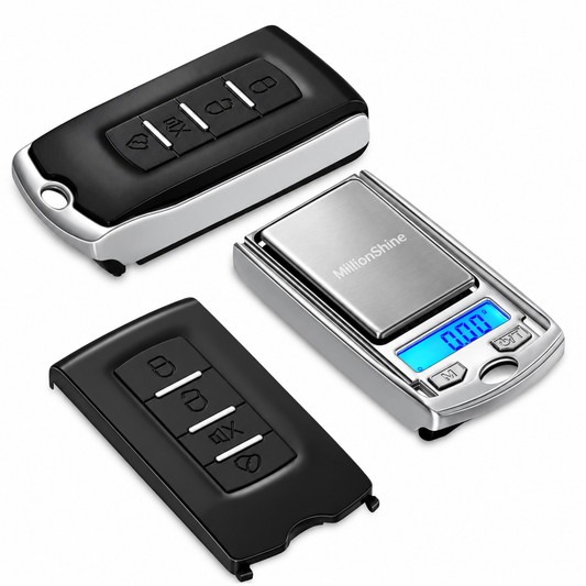 Mini Digitale Weegschaal 0,01g - 200g  Sleutelhanger Weegschaal met LCD - RVS - Autosleutel Design Compact